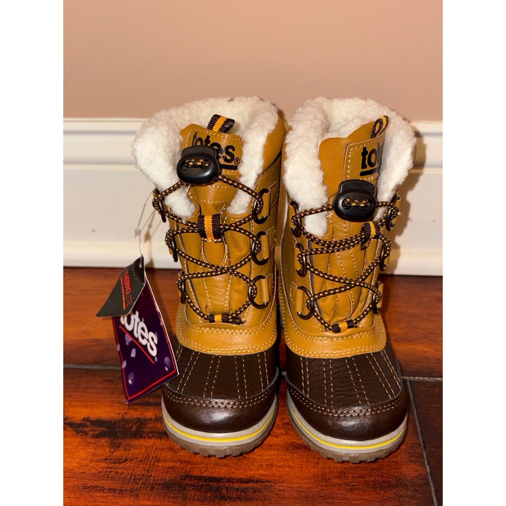 Totes Lil Morris Kids Brown Tan Insulated Winter Snow Duck Boots Size 8T NEW
